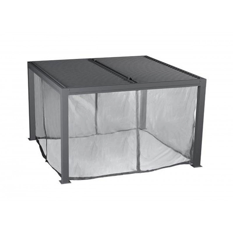 Kit tenda zanzariera per pergola bioclimatica 3760161078672 – 4 pannelli PVC con chiusura zip – profili alluminio – PERBIRA3630 Foresta
