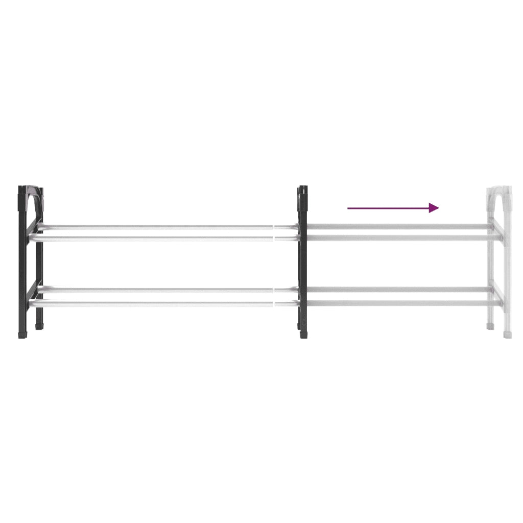 Scarpiera Estensibile a 2 Ripiani-Scaffale per scarpe 119x24x37 cm
