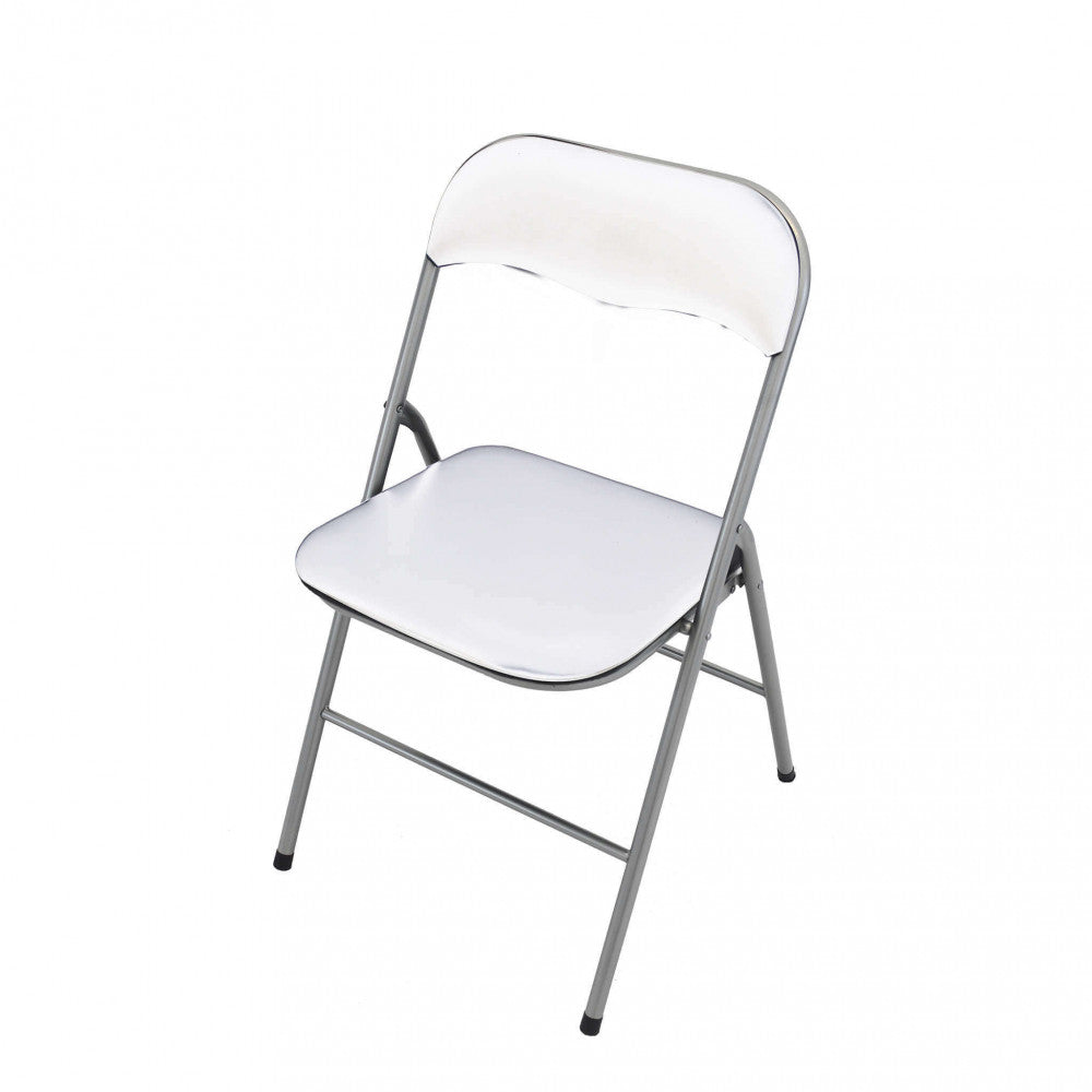 Sedia da Giardino Pieghevole Slim 44x45x78 h cm in Acciaio Bianca Opaca