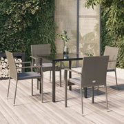 Set da Pranzo Giardino 5pz Nero e Grigio con Cuscini Polyrattan 3185126