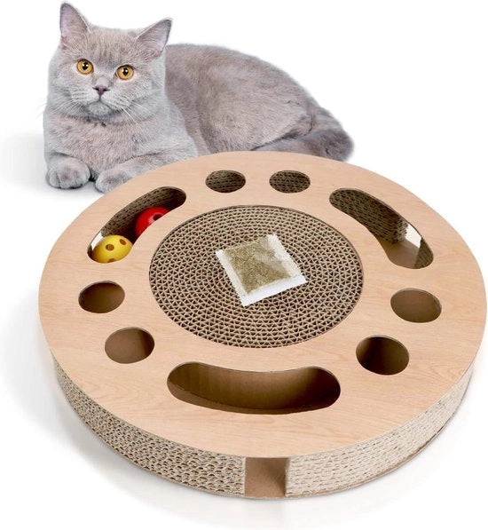 Palo per gatti in cartone con erba gatto e palline per giocare con i gatti - per letto