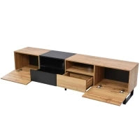 Moderno Mobile TV con Design Robusto, Nero e Color Legno