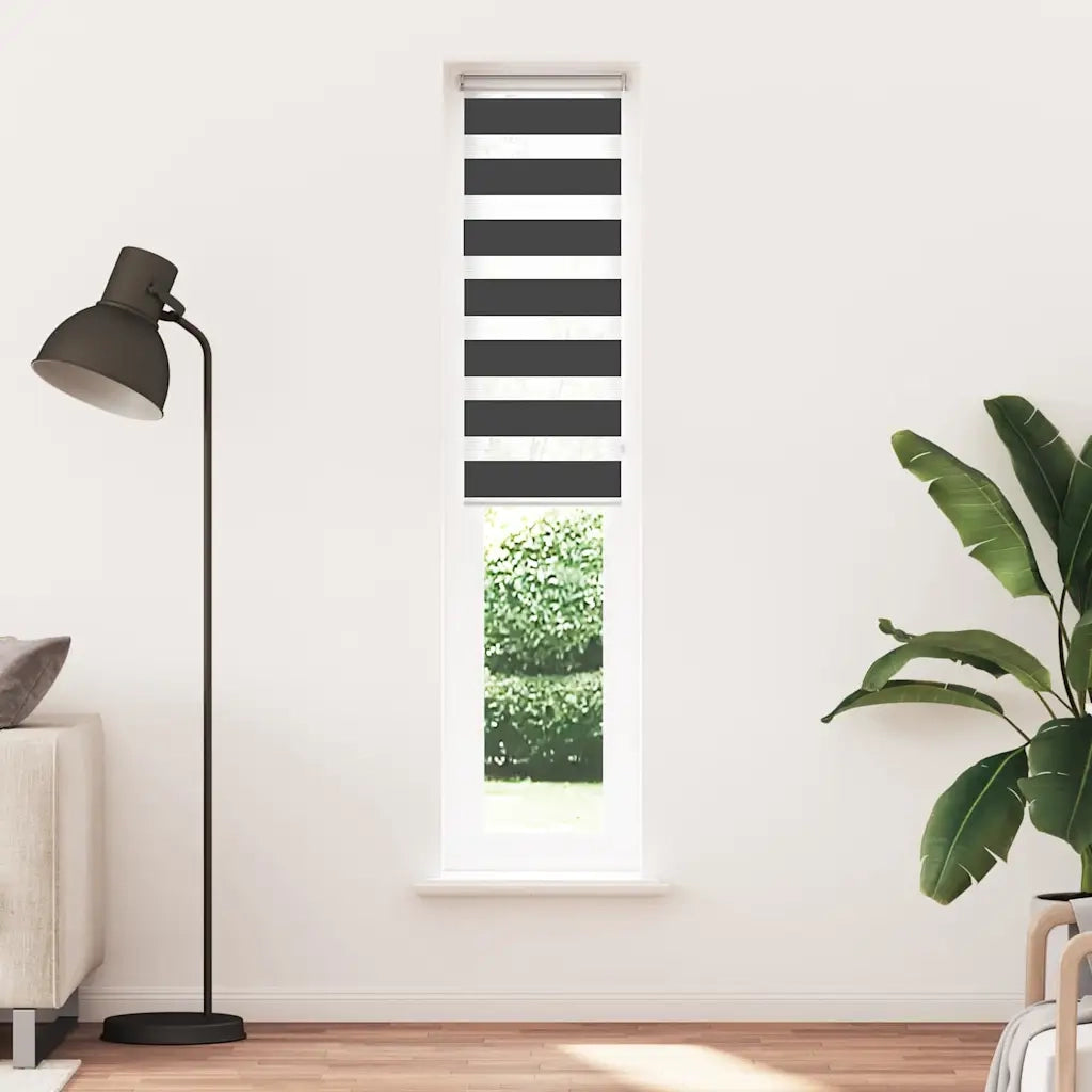 vidaXL Tenda a Rullo Zebra Nero Larghezza Tessuto 35,9 cm Poliestere