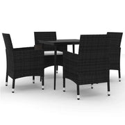 Set da Pranzo per Giardino 5 pz | Set Salotto da Giardino con Cuscini Polyrattan e Vetro