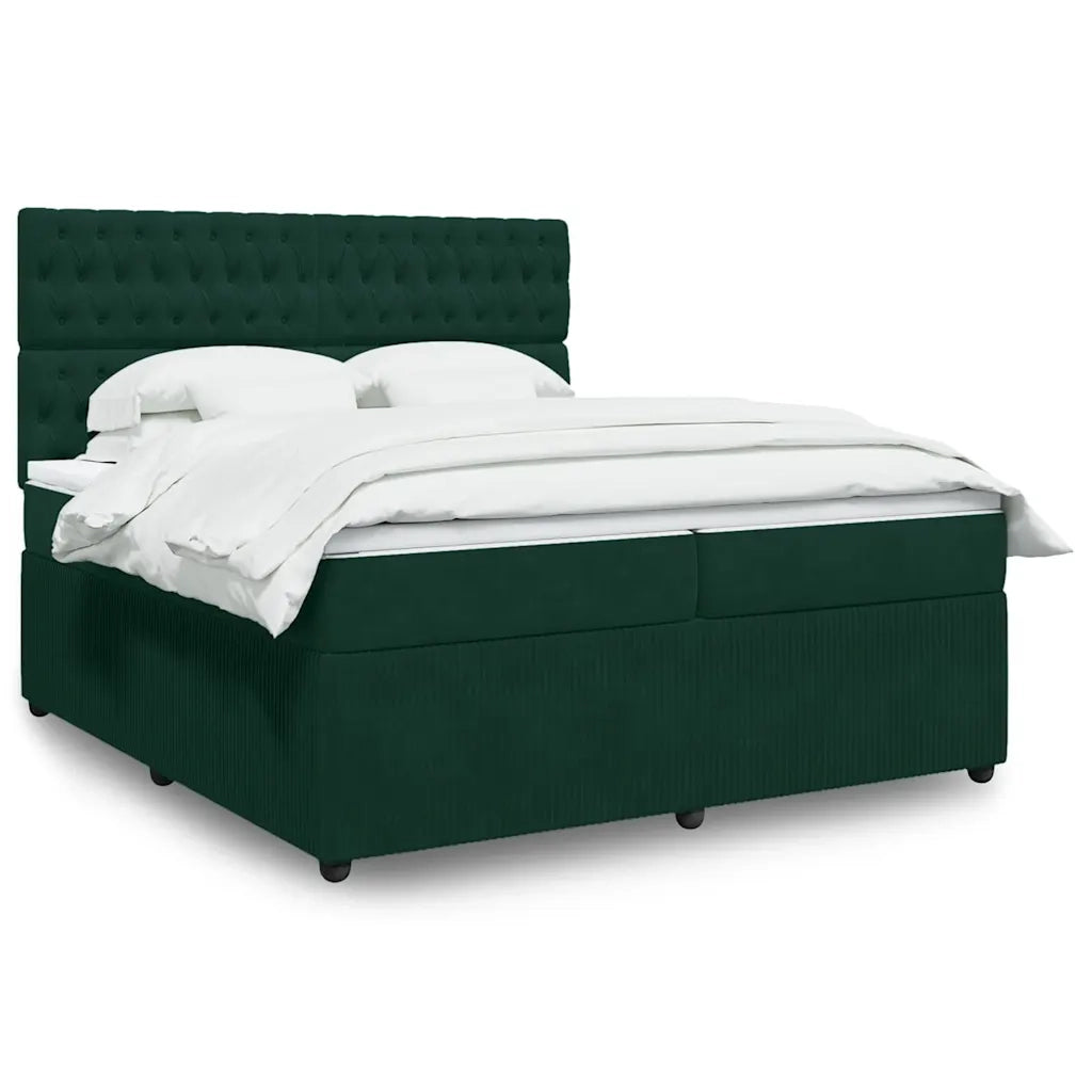 Giroletto a Molle con Materasso Verde Scuro 200x200 cm Velluto 3292439