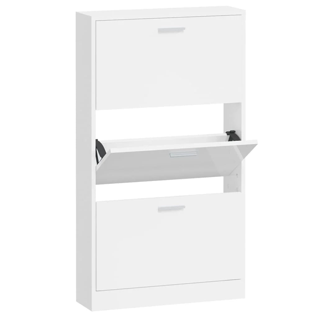 Scarpiera mobile contenitore per scarpe mobile per ingresso/corridoio/soggiorno finitura lucida 59 x 17 x 108 cm legno ingegnerizzato bianco 02_0021305