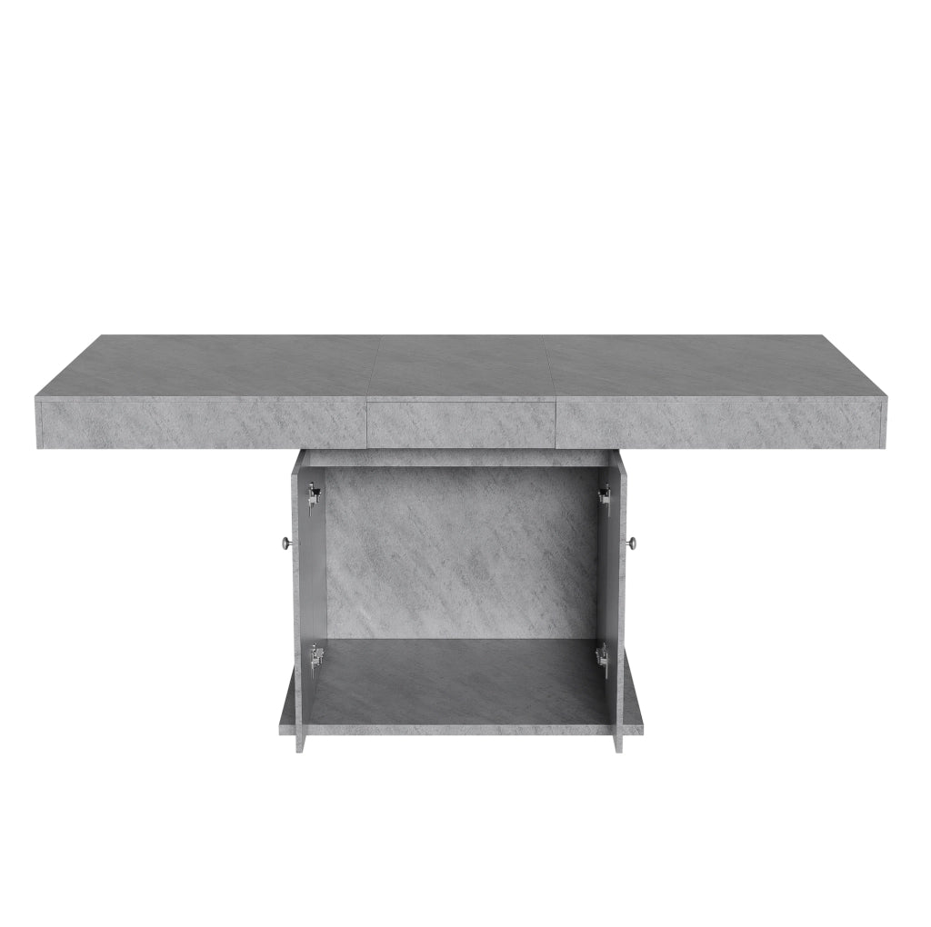 Tavolo da pranzo allungabile 140/180x80x76 cm con vano contenitore; grigio