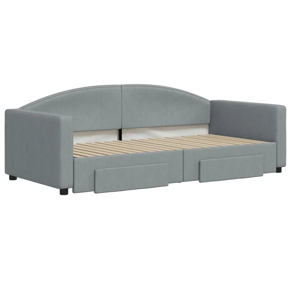 Divano Letto Estraibile Cassetti-Sofa Letto-Daybed Grigio Chiaro 90x190cm Tessuto 179944