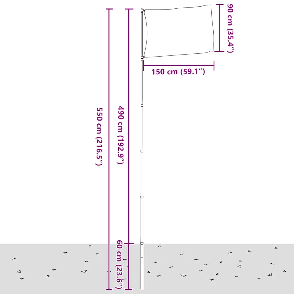 Asta e Bandiera Stati Uniti 5,5 m Alluminio CFW7916508
