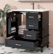 Mobile bagno nero 76x45,5x83,5 cm con lavabo in ceramica