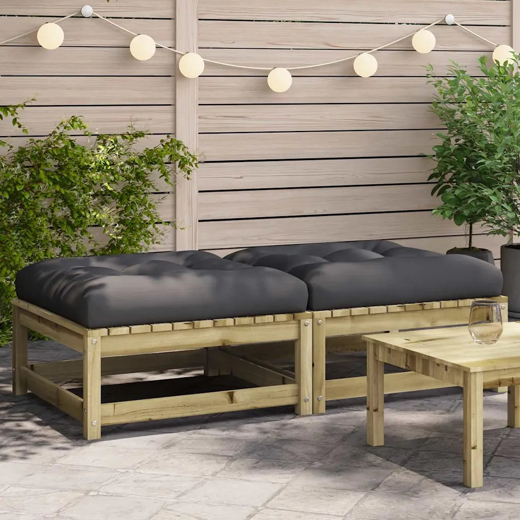 Sedia da giardino-Poggiapiedi Giardino con Cuscini 2pz Legno Impregnato di Pino 675789