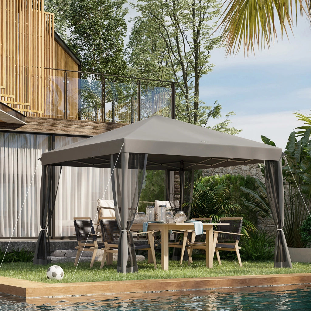 Gazebo Pieghevole 3x3m ¨C Xylo ¨C Grigio Chiaro con Pareti Laterali e Borsa