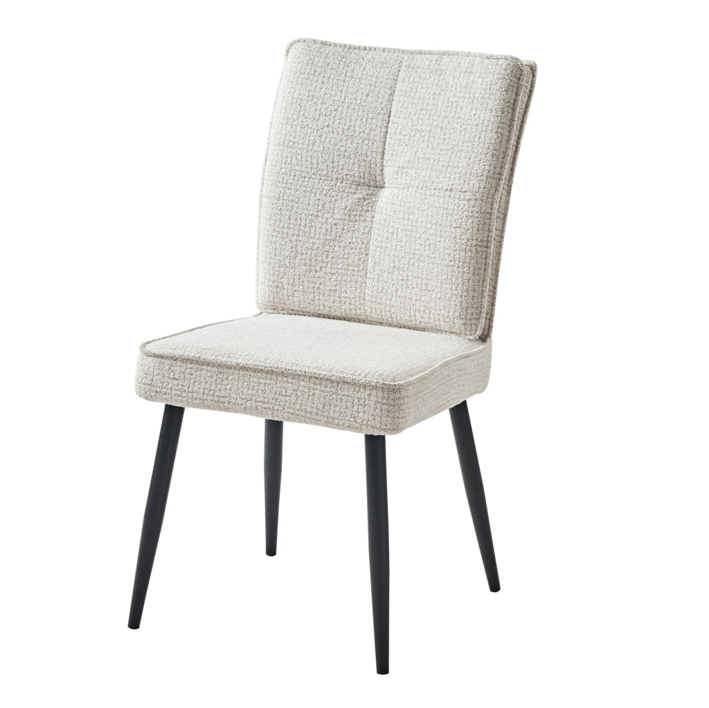 Set di 2 sedie 74x46x60 cm con rivestimento effetto tweed e gambe in metallo crema bianco