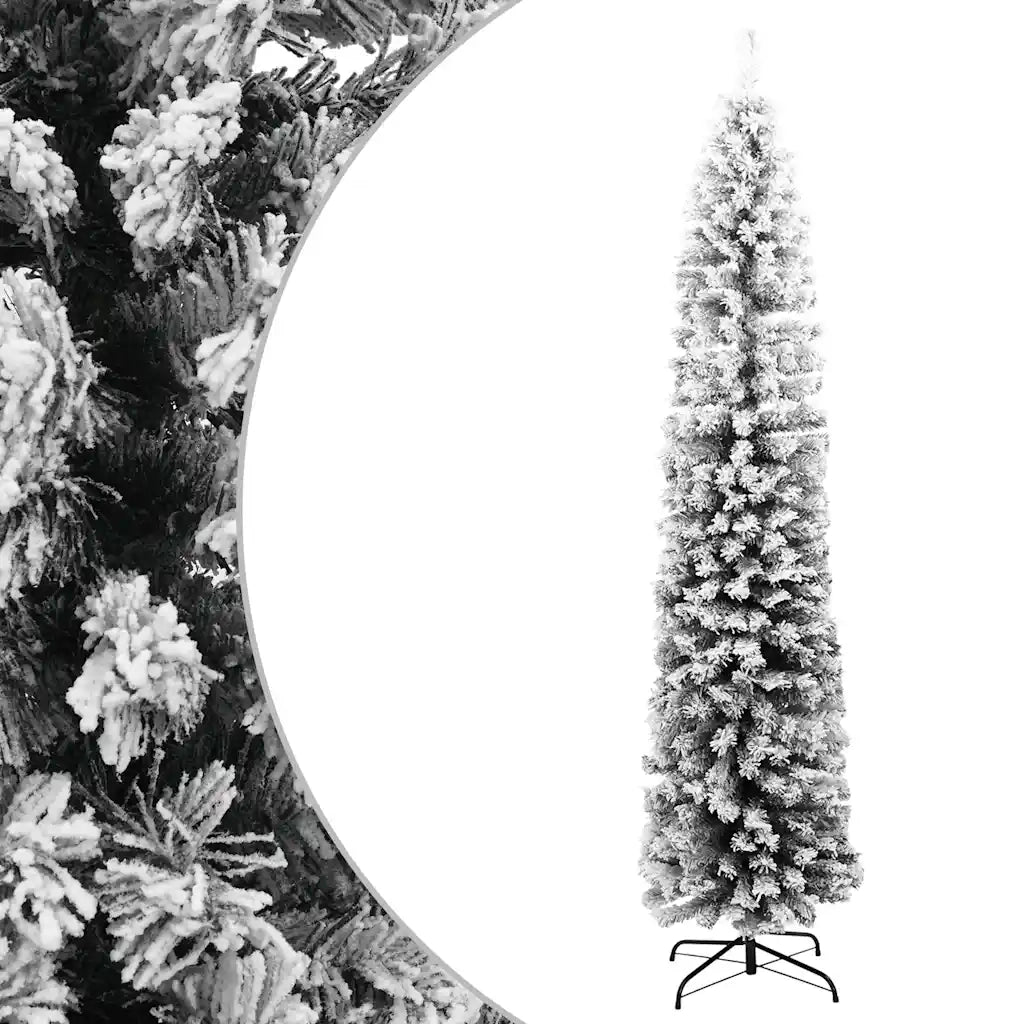 Albero di Natale Artificiale Sottile con Neve Verde 180 cm PVC cod mxl 19656
