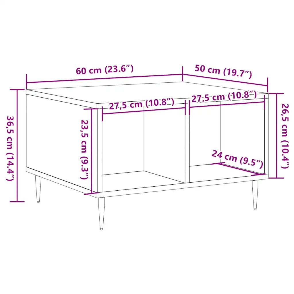 vidaXL Tavolino da Salotto Legno Antico 60x50x36,5cm Legno Multistrato