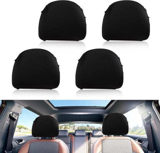 Supporti di testa per auto - Riscaldabili - Impermeabili - Universali - per camion - autobus - auto - 4 pezzi - Nero