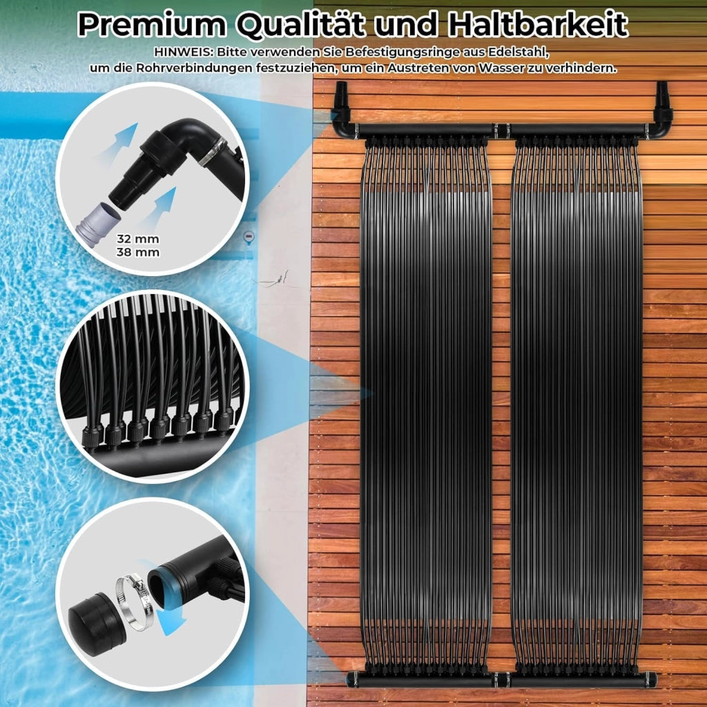 Collettore Solare per Piscina 300x75 cm, Riscaldatore per Piscina, Riscaldamento Solare per Piscine, Riscaldatore Solare, Piscina 2,1㎡ Fino a 12000 Litri Contenuto d'Acqua, Resistente UV