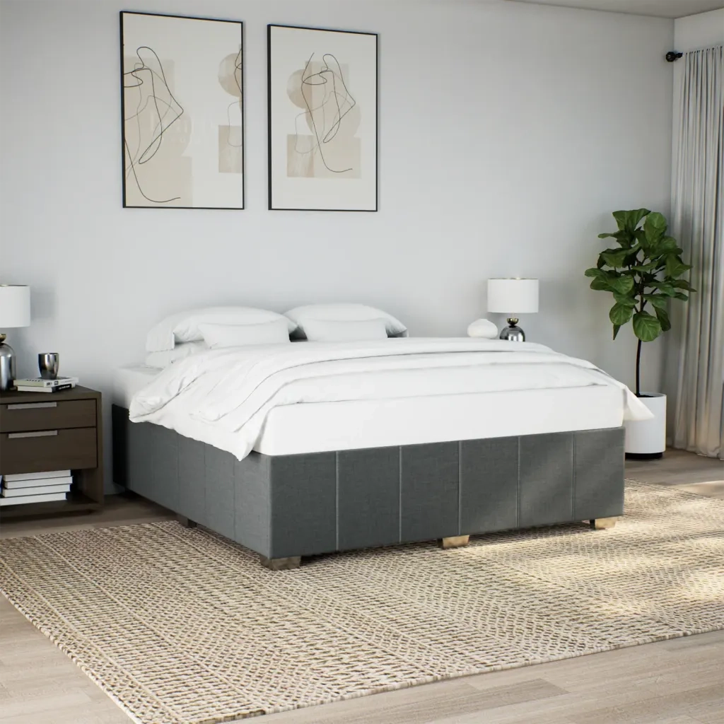 Letto matrimoniale | Letto per adulti | Giroletto senza Materasso Grigio Scuro 180x200 cm Tessuto