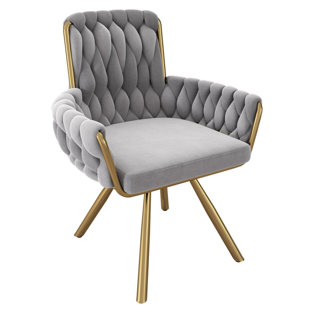 Set di 2 sedie da pranzo girevoli 360° con braccioli; in velluto grigio