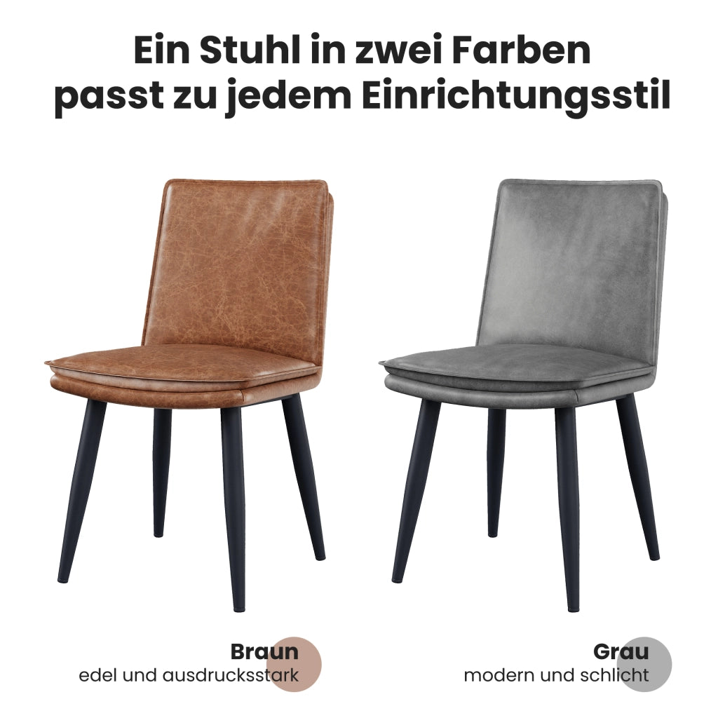 Sedia da pranzo Set da 2 con Schienale Ergonomico e Cuscino a Doppio Strato in PU Marrone