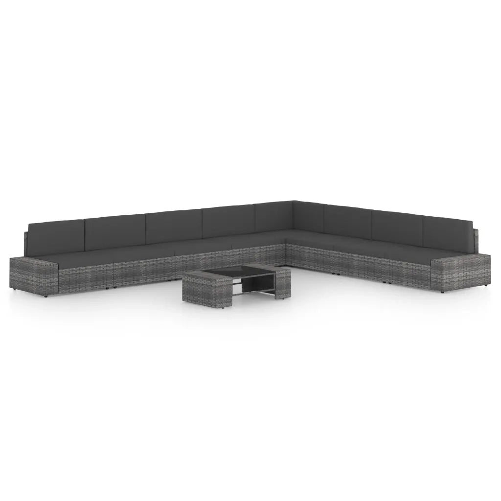 Set Divani da Giardino 9 pz con Cuscini in Polyrattan Grigio cod mxl 53439