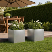 Vaso da giardino 2 pz Argento 20 x 20 x 20 cm Acciaio zincato 8004935