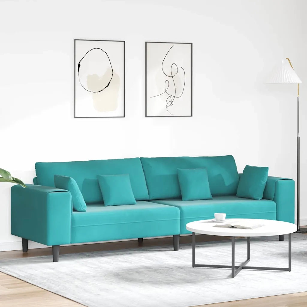 Divano Turchese 250 x 77 x 76 cm Velluto 3335161