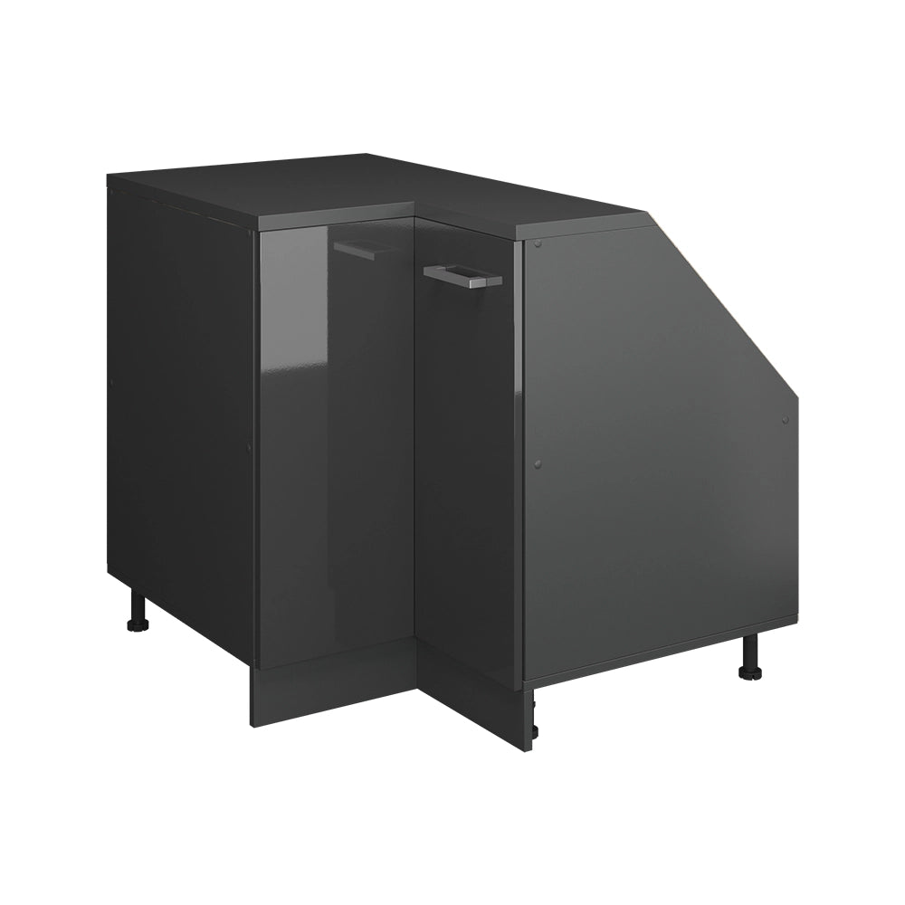 Mobile cucina angolare per sottotetto R-Line Antracite lucido/Antracite 75.6 cm con 1 porta, carcassa dell’armadio profondità 60 cm Vicco