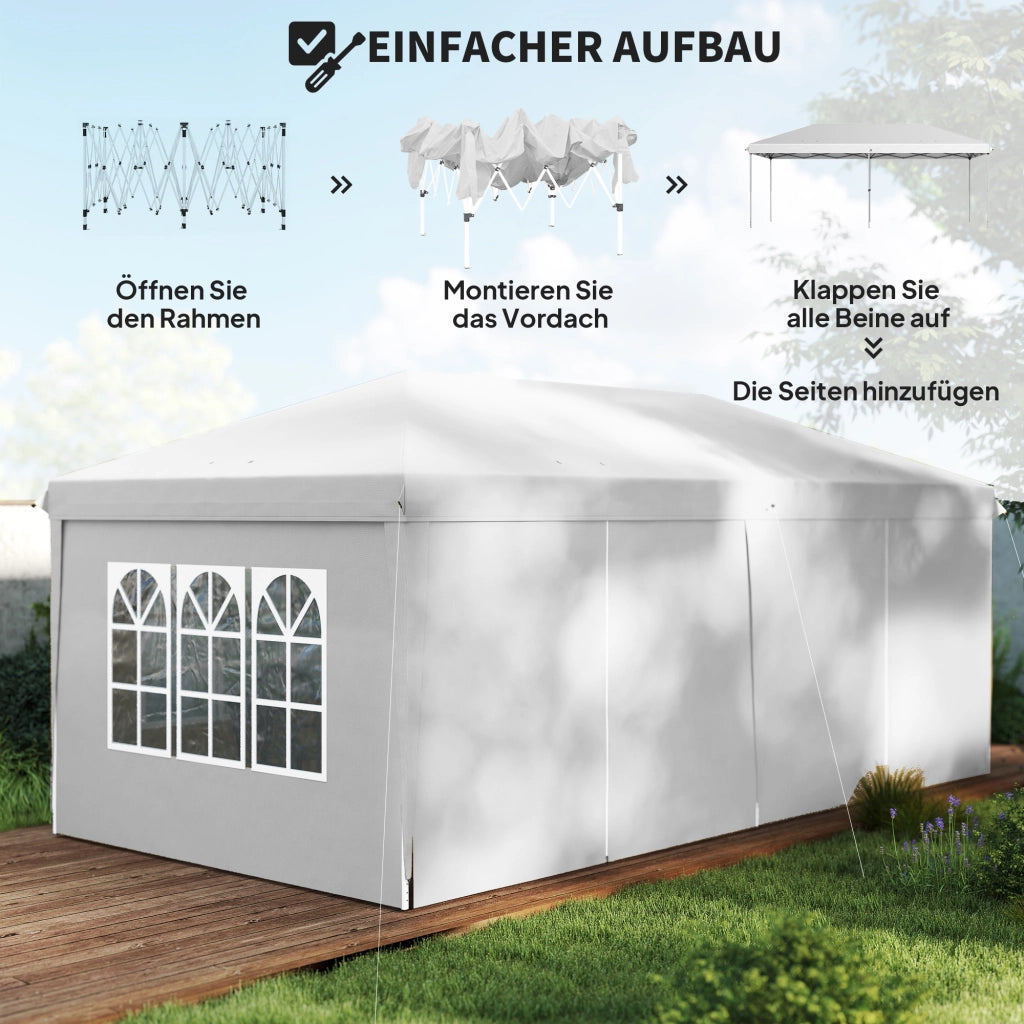 Gazebo pieghevole ¨C Minimal ¨C 6x3 m bianco con pareti laterali removibili