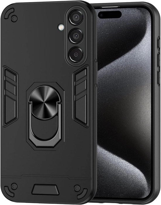 Hoesa protettivo shockresistente per Samsung Galaxy A55 5G - Silicone premium - Ultra sottile - Qualità militare - Anti-caduta - Anello metallico - Standard magnetico - Nero