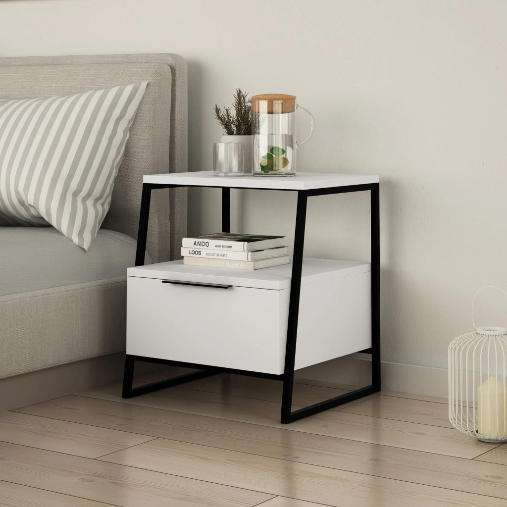 Comodino in legno "Pal" - 45 x 41 x 50 cm - Bianco