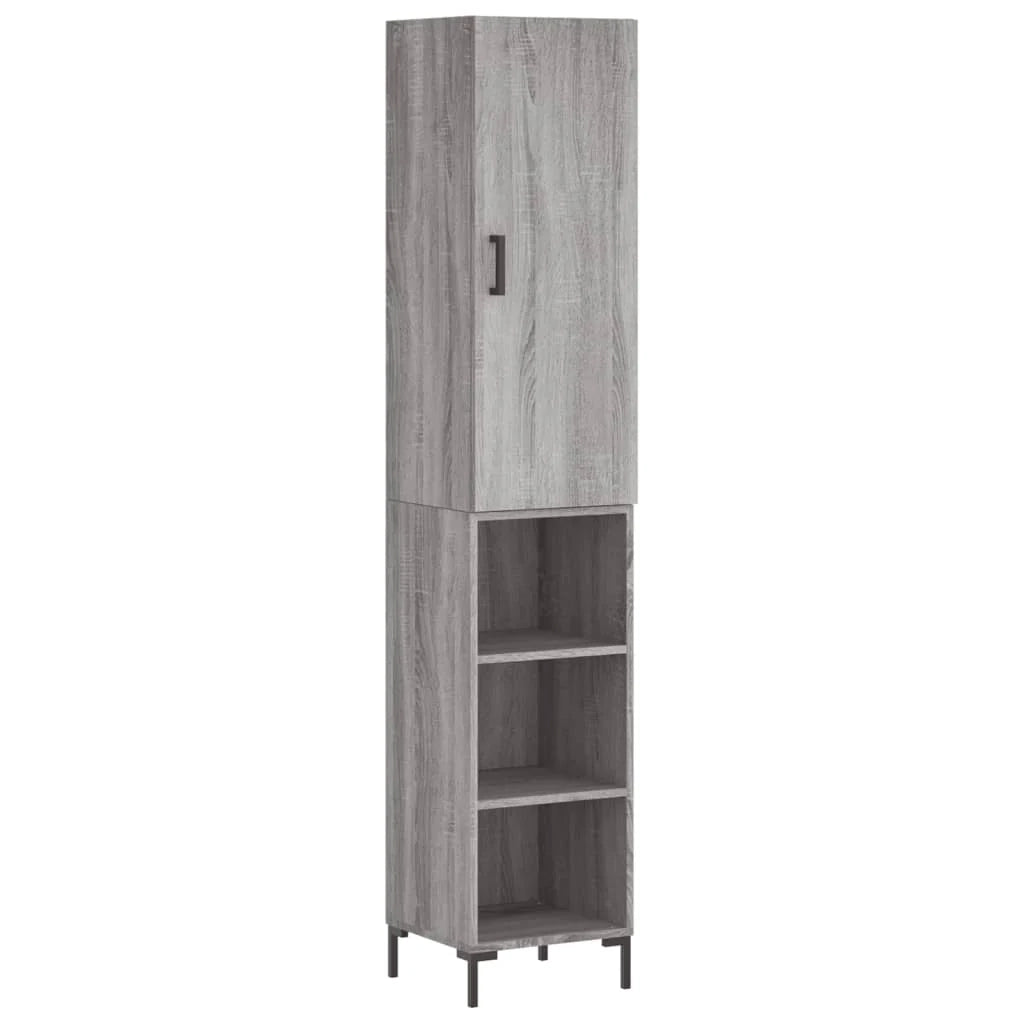 Buffet credenza cassettiera armadio mobile contenitore organizer cucina soggiorno salotto rovere Sonoma alto 34,5 x 34 x 180 cm legno ingegnerizzato grigio 02_0035330