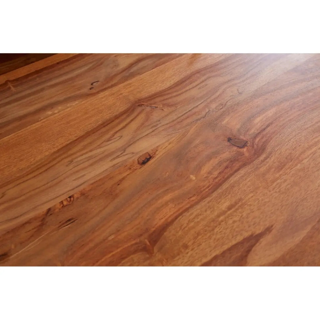 Table LODEN 140 cm - Piano in legno massiccio di sheesham verniciato - Gambe a U in metallo nero