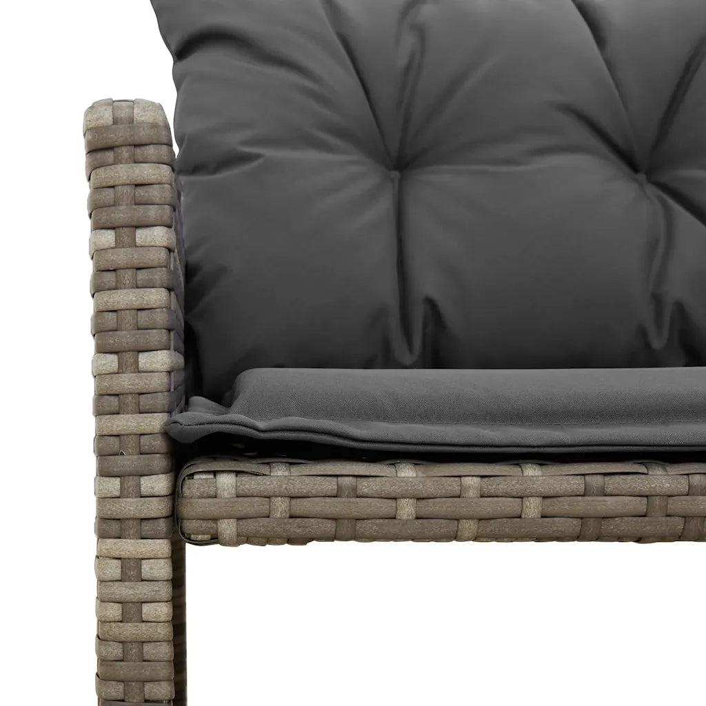 Divano da Giardino con Tavolo e Cuscini a L-Sofa da Giardino-Divano da esterno Grigio Polyrattan 226646