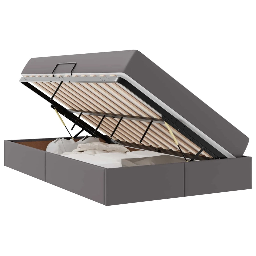 Letto con contenitore e materasso 2 pcs Grigio Pelle 3399606