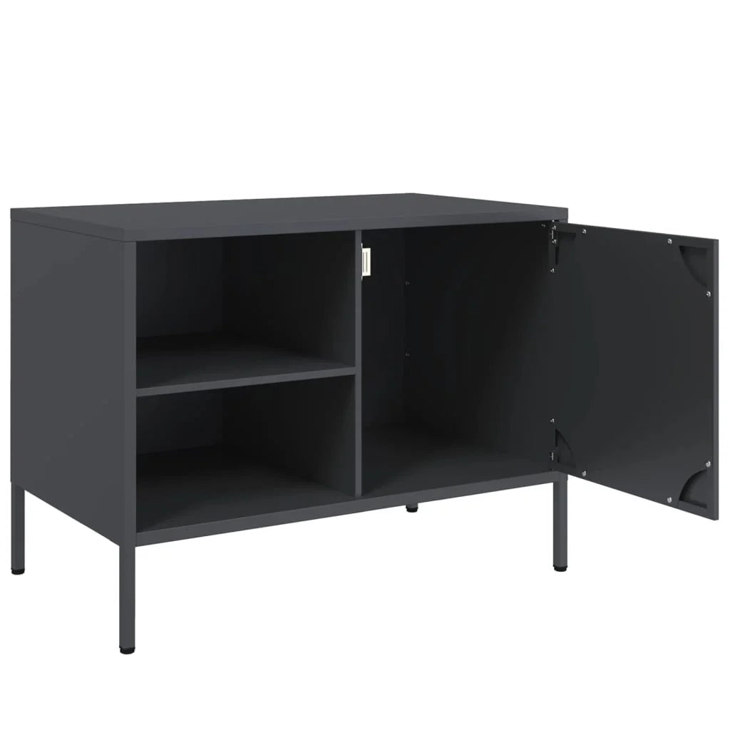 Mobile TV multimediale mensola TV credenza TV sala da pranzo soggiorno camera da letto antracite 68 x 39 x 50,5 cm acciaio antracite 02_0026402