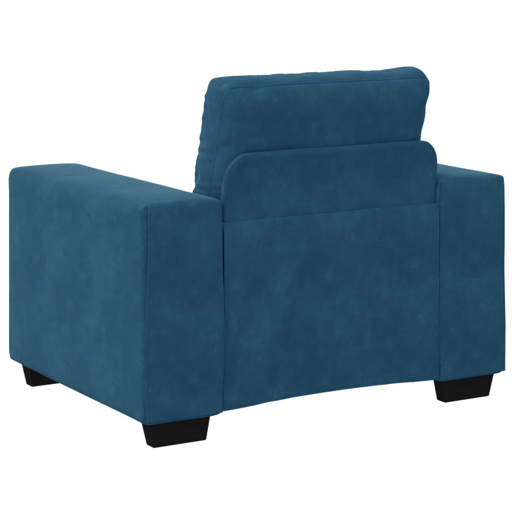 Set Divano 3 Pezzi con Cuscini Velluto Blu
