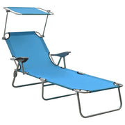 Lettino prendisole sedia a sdraio lettino prendisole letto da giardino mobili da giardino 188 cm con baldacchino in acciaio blu 02_0012264
