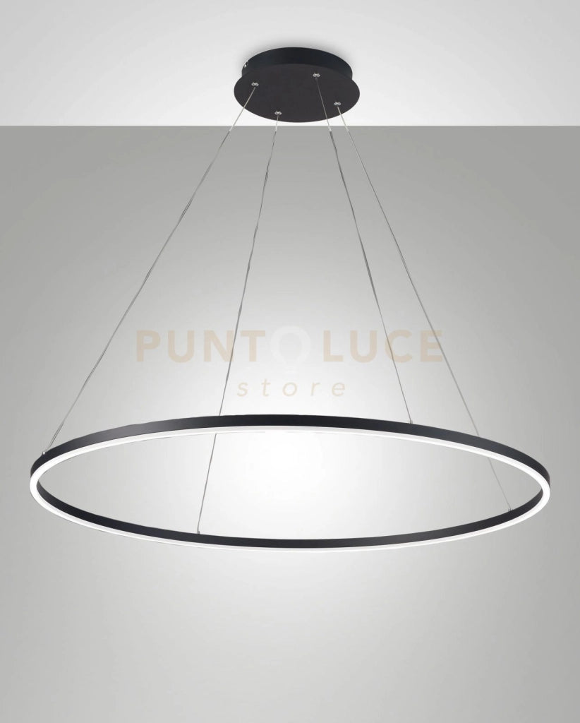 GIOTTO SOSPENSIONE NERA 1 LUCE D.100CM A LED 3000K - 60W - 6300 lm DIMMERABILE SMART C/ACC