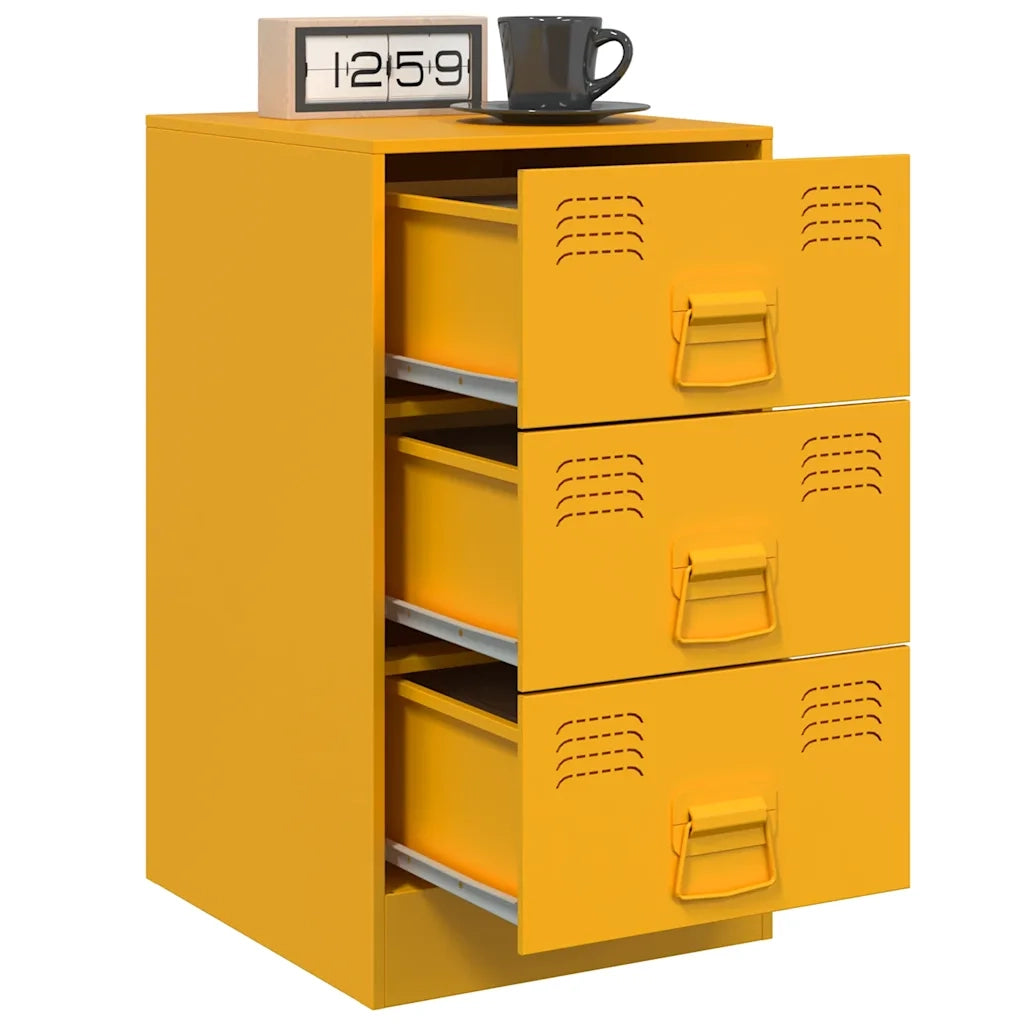 Comodini 2 pz Giallo Senape 34,5x39x62 cm in Acciaio 841782
