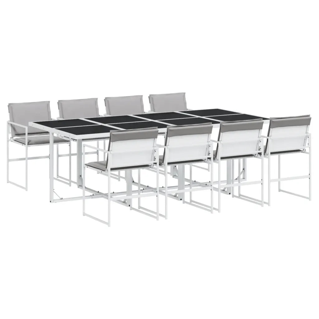 vidaXL Set da Pranzo da Giardino 9 pz con Cuscini Bianco in Textilene
