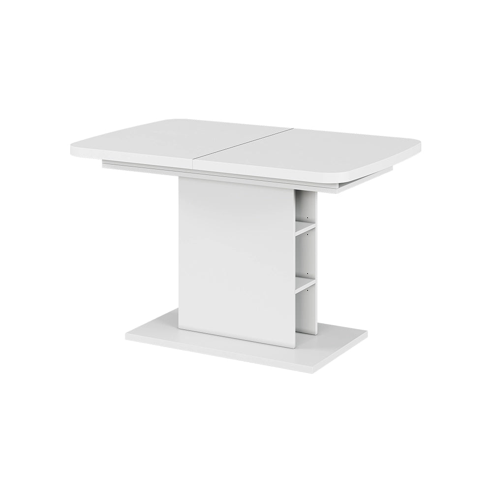 Vicco Tavolo da pranzo Estensibile Bianco 120/160 x 80 cm con scomparti aperti