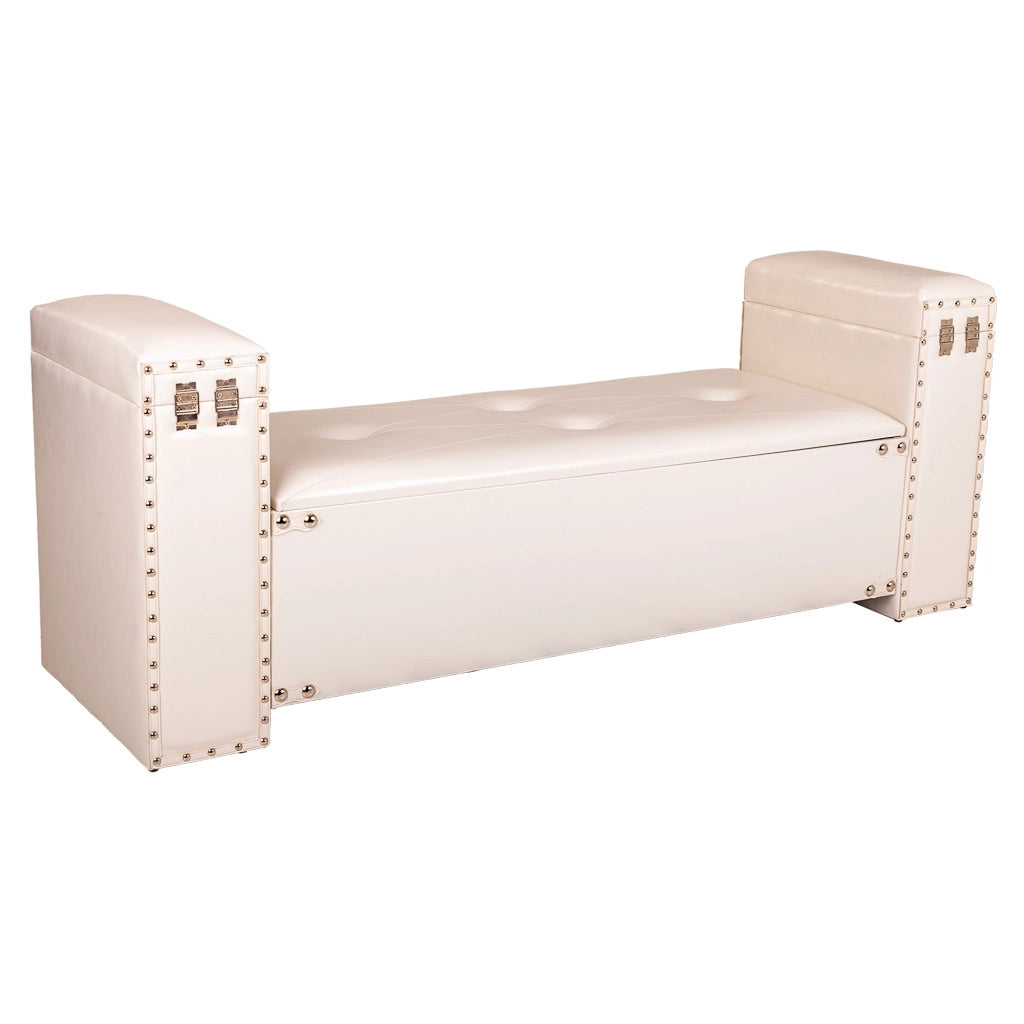 Sgabello in similpelle bianca 130x40x52h