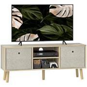 Mobile TV con 2 cassetti e ripiani aperti ¨C zephmum ¨C Legno e Beige 50 pollici