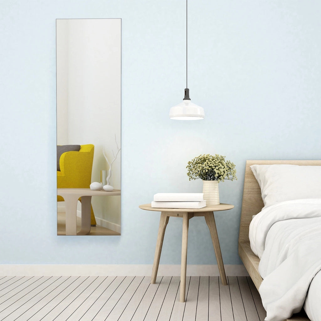 Armadio portagioie con specchio in legno a parete con LED interno 35,5x10x120cm Nero