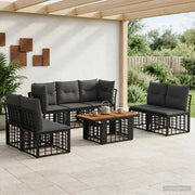 Set Divano da Giardino 8 pz Nero e Grigio scuro polyrattan 3437847