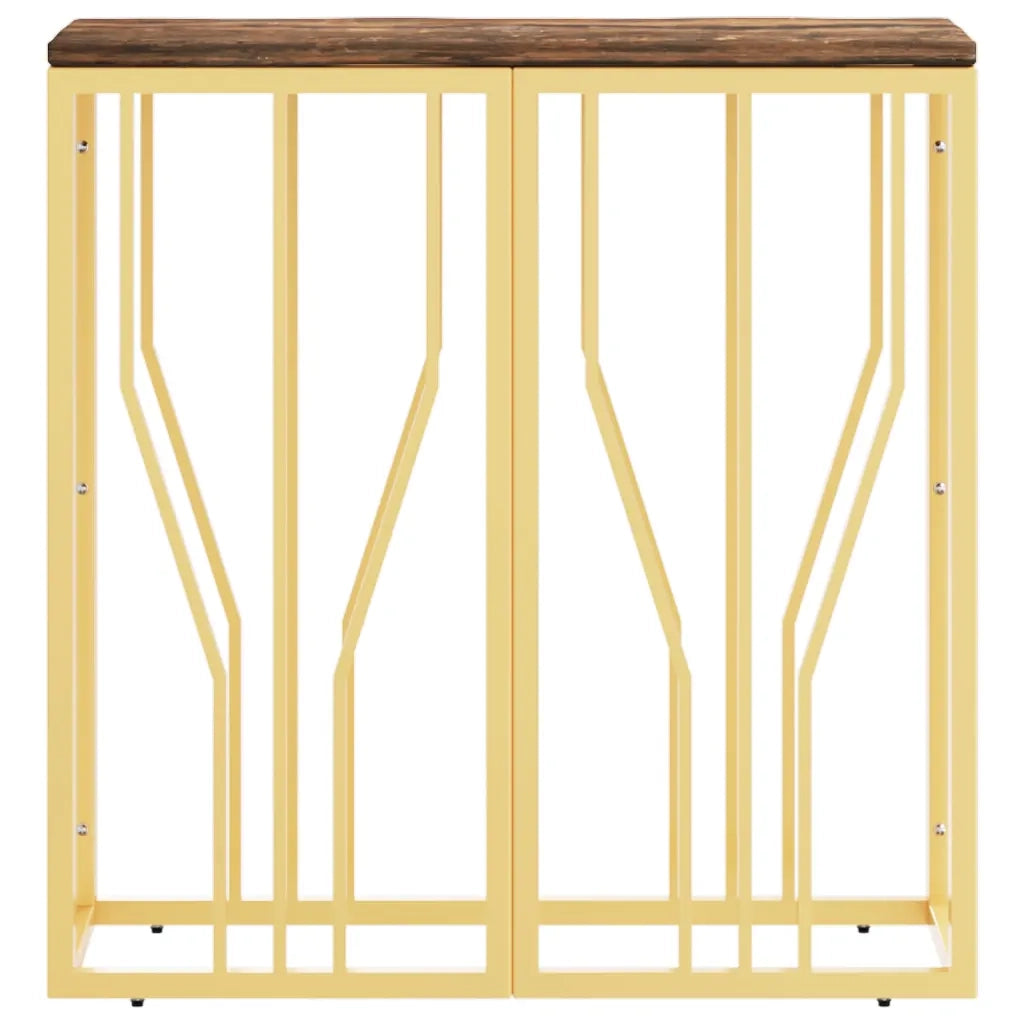 Tavolino Salotto Oro in Acciaio e Legno Massello di Recupero 350038