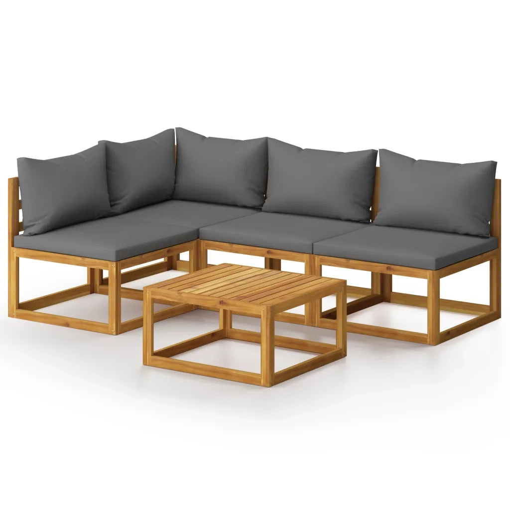 Set Divani da Giardino 5 pz con Cuscini in Massello di Acacia 3057626