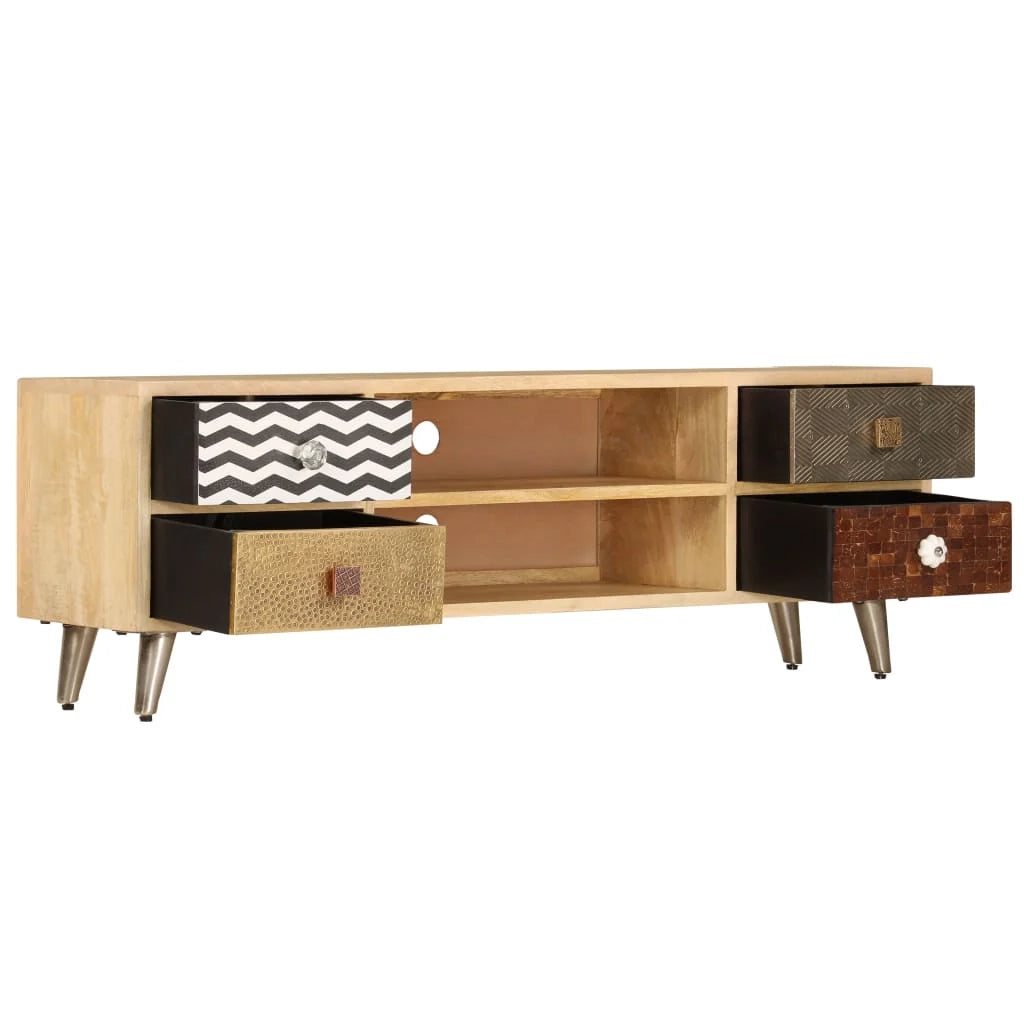 Pratico mobile porta TV/credenza di design 120 cm legno massello di mango 2502285