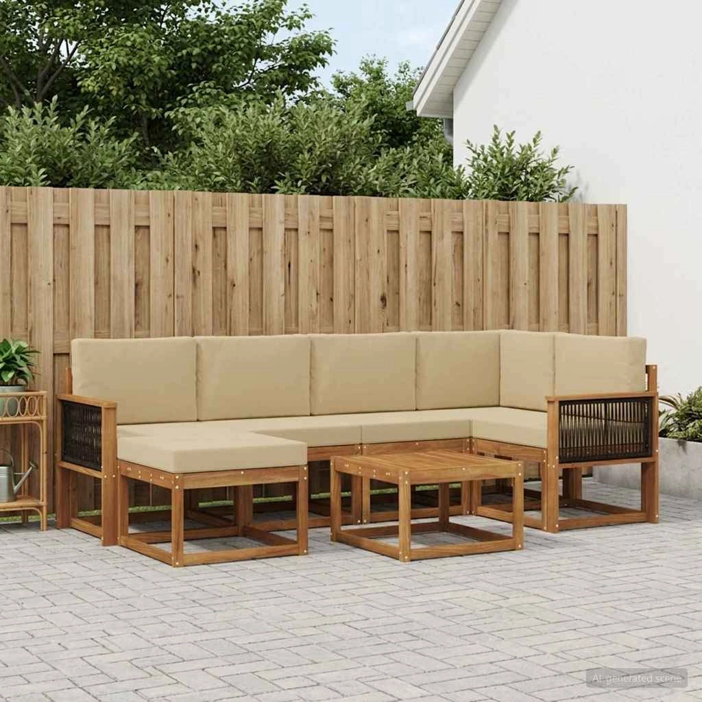 Set di divani da esterno 7 pz Naturale e Beige 3385374